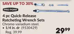 Princess Auto 4 pc Quick-Release Ratcheting Wrench Sets offer