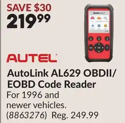 Princess Auto AutoLink AL629 OBDII/EOBD Code Reader offer