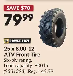 Princess Auto 25 x 8.00-12 ATV Front Tire offer