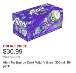 Costco Alani Nu Energy Drink Witch's Brew, 355 ml, 18-pack offer