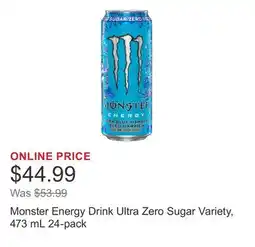Costco Monster Energy Drink Ultra Zero Sugar Variety, 473 mL 24-pack offer