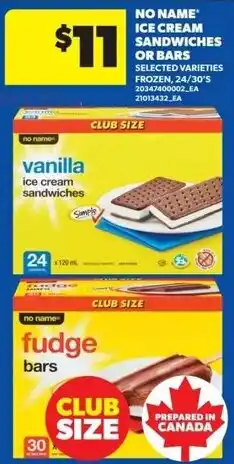 Real Canadian Superstore No Name ice cream sandwiches or bars offer