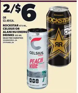 Loblaws ROCKSTAR 473 ML, CELSIUS OR ALANI NU ENERGY DRINKS, 355 ML offer