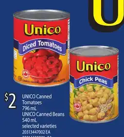 Loblaws UNICO CANNED TOMATOES 796 ML UNICO CANNED BEANS 540 ML offer