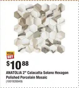 Home Depot ANATOLIA 2 Calacatta Solano Hexagon Polished Porcelain Mosaic offer