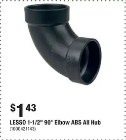 Home Depot LESSO 1-1/2 90° Elbow ABS All Hub offer