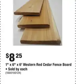 Home Depot 1 x 6 x 6' Western Red Cedar Fence Board • Sold by each offer