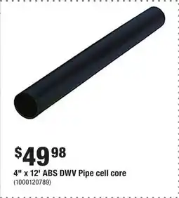 Home Depot 4 x 12' ABS DWV Pipe cell core offer