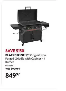 Home Hardware 36 Original Iron Forged Griddle with Cabinet - 4 Burner offer