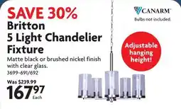 Home Hardware Britton 5 Light Chandelier Fixture offer