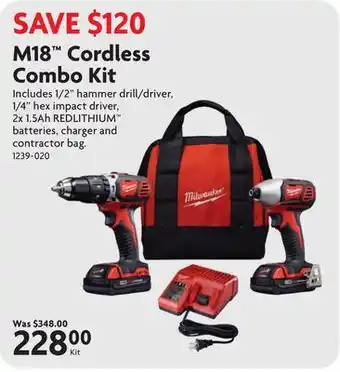 Home Hardware M18 Cordless Combo Kit offer
