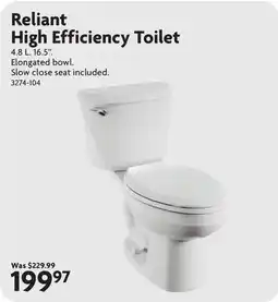 Home Hardware Reliant High Efficiency Toilet offer
