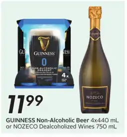 Sobeys GUINNESS Non-Alcoholic Beer 4x440 mL or NOZECO Dealcoholized Wines 750 mL offer