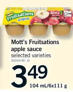 Fortinos MOTT'S FRUITSATIONS APPLE SAUCE, 104 mL offer