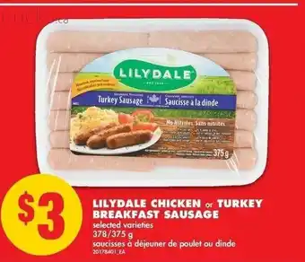 No Frills Lilydale Chicken or Turkey Breakfast Sausage offer