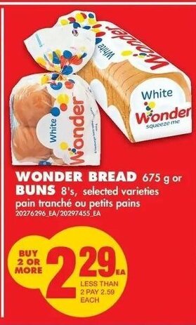 No Frills Wonder Bread offer