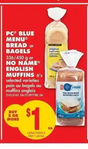 No Frills PC Blue Men Bread Bagels offer