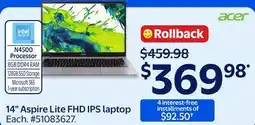 Walmart 14 Aspire Lite FHD IPS laptop offer