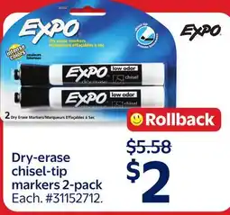 Walmart EXPO Dry-erase chisel-tip markers offer