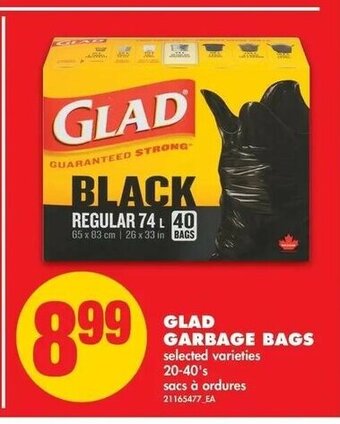 No Frills Glad Garbage Bags offer