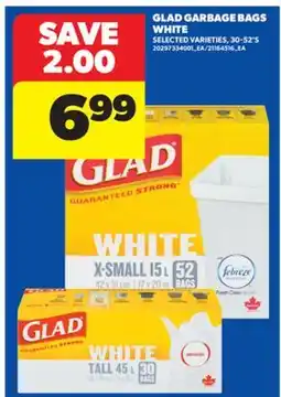 Real Canadian Superstore GLAD GARBAGE BAGS WHITE, 30-52'S offer