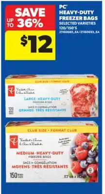 Real Canadian Superstore PC HEAVY-DUTY FREEZER BAGS, 120/150'S offer