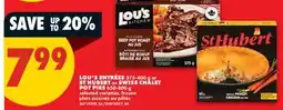 No Frills LOU'S ENTRÉES, 375-400 g or ST HUBERT or SWISS CHALET POT PIES, 650-800 g offer