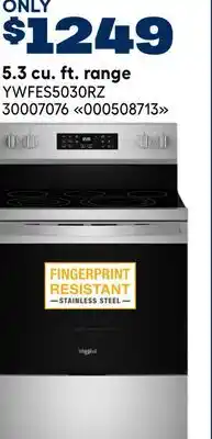 RONA Whirlpool 5.3 cu. ft. range offer
