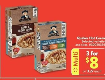 Walmart Quaker Hot Cereal offer