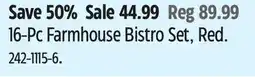 Canadian Tire 16-Pc Farmhouse Bistro Set, Red offer