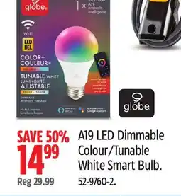 Canadian Tire A19 LED Dimmable Colour/Tunable White Smart Bulb offer