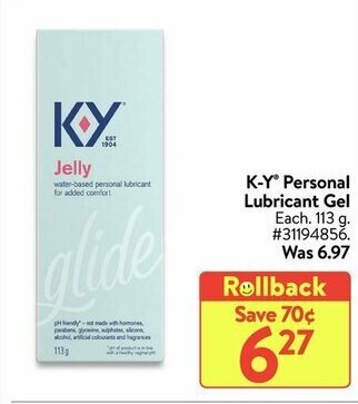 Walmart K-Y Personal Lubricant Gel offer