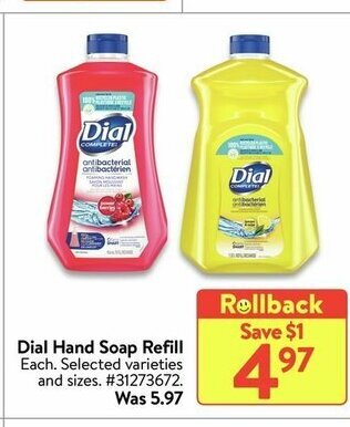 Walmart Dial Hand Soap Refill offer