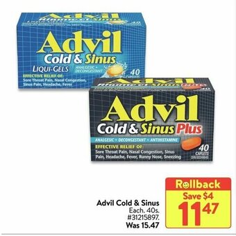 Walmart Advil Cold & Sinus offer