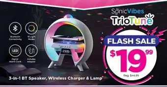Showcase SonicVibes TrioTune 3-in-1 BT Speaker, Wireless Charger & Lamp offer
