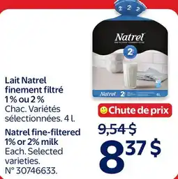 Walmart Natrel fine-filtered 1% or 2% milk offer