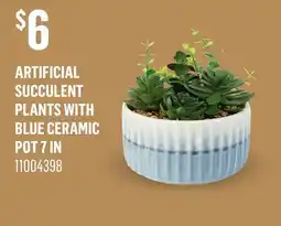 Canac Artificial Succulent Plants with Blue Ceramic Pot offer