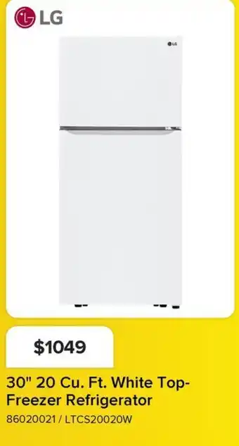 Leon's LG 30" 20 Cu. Ft. White Top-Freezer Refrigerator offer