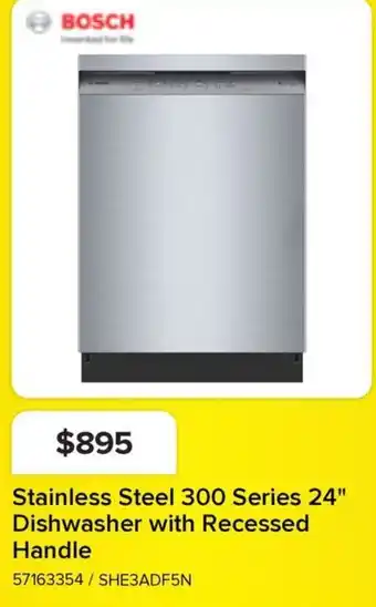 Leon's Bosch Stainless Steel 300 Series 24" Dishwasher with Recessed Handle offer