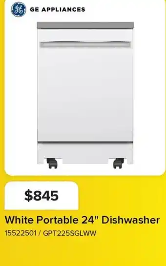 Leon's Ge Appliances White Portable 24" Dishwasher offer
