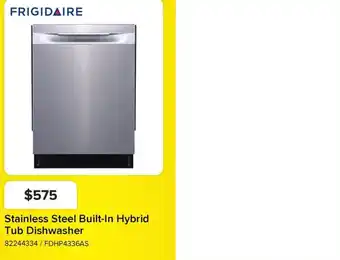 Leon's Frigidaire stainless steel built-in hybrid tub dishwasher offer