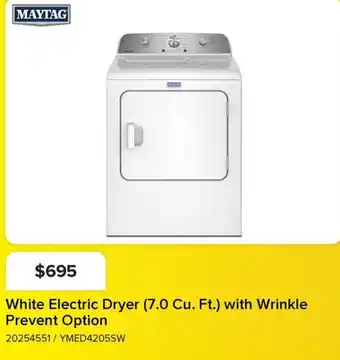 Leon's Maytag White Electric Dryer offer