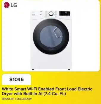 Leon's LG White Smart Wi-Fi Enabled Front Load Electric Dryer with Built-In AI offer