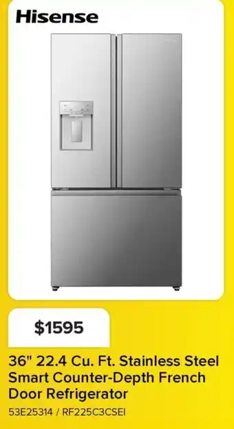 Leon's Hisense 36" 22.4 Cu. Ft. Stainless Steel Smart Counter-Depth French Door Refrigerator offer
