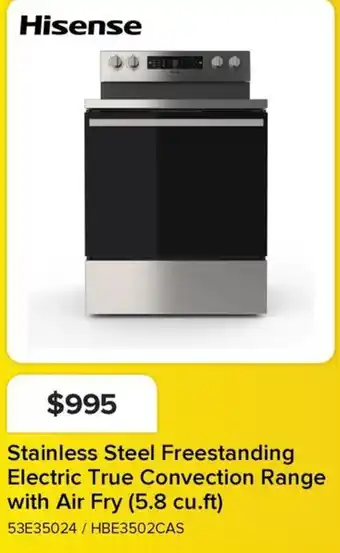 Leon's Hisense Stainless Steel Freestanding Electric True Convection Range with Air Fry offer