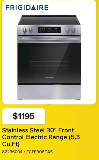 Leon's Frigidaire stainless steel 30" front control electric range offer