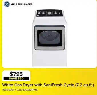 Leon's Ge Appliances White Gas Dryer with SaniFresh Cycle offer