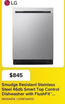 Leon's LG Smudge Resistant Stainless Steel 46db Smart Top Control Dishwasher with FlushFit offer