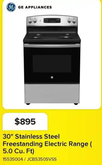 Leon's Ge appliances 30" stainless steel freestanding electric range offer