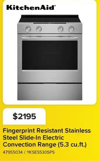 Leon's KitchenAid fingerprint resistant stainless steel slide-in electric convection range offer